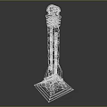 Stone Architectural Pillar With Carved Top And Detailed Pedestal Base Texture