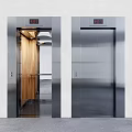 Modern Elevator Design With Wooden Interior Panel And Metal Exterior Features 3d model