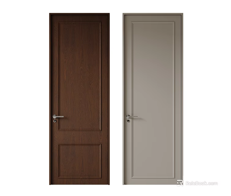 Dark Brown and Light Gray Hinged Doors with Modern Design for Home Use 3d model 