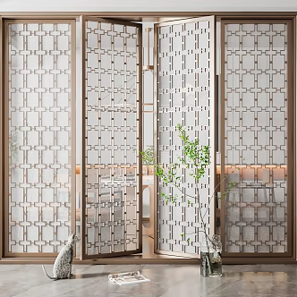 New Chinese-style screen partition screen 3d model