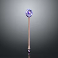 Purple Round Lollipop With Shiny Surface Wooden Stick And Reflective Base