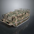 Military Camouflage Tracked Tank with Front Grille and Roof Rail Design