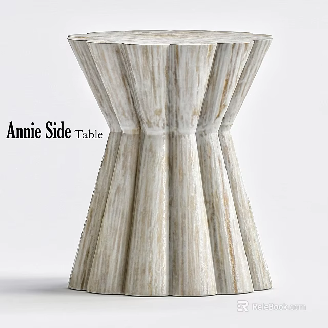 Annie Side Table With Wooden Pleated Design And Modern Style Structure 3d model