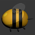 Cute Yellow Cartoon Bee With Black Stripes Smiling Face Transparent Wings On Gray Background Reflection