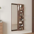 Wall Mounted Mirror With Pegboard Hooks Decorative Storage And Floor Lamp In Modern Interior