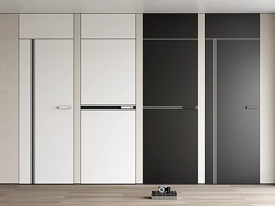 Modern Minimalist Hinged Doors in White and Black for Interior Wardrobe Design 3d model