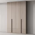 Modern Wooden Wardrobe with Long Vertical Handles Minimalist Interior Design And Sleek Surface