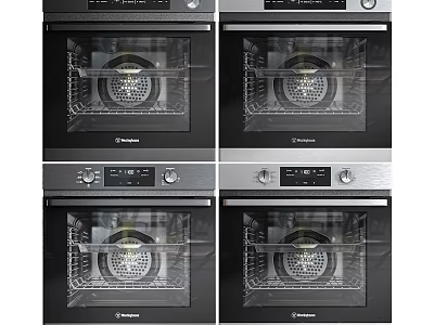 Modern Kitchen Ovens With Stainless Steel Design And Glass Door Panels 3d model