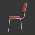 Stylish Single Chair With Red White Backrest Red Seat Cushion And Metal Legs
