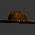 Decorative Stone Scene Component with Circular Base Raised Center Holes and Cracked Texture