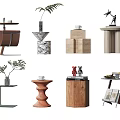 Stylish Side Tables With Various Designs And Decorative Elements For Living Space 3d model