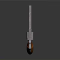 Classic Revolver Weapon With Wooden Textured Grip And Shiny Metal Barrel