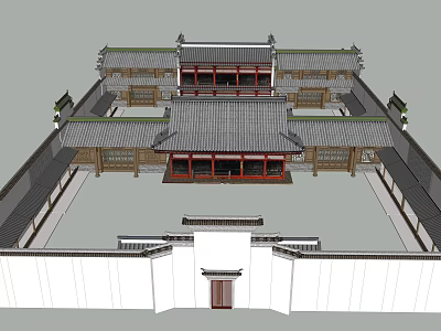 Traditional Chinese Courtyard Architecture With Classic Wooden Structures And Tile Roofs 3d model