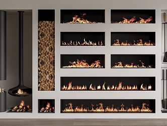 modern fireplace electronic fireplace atomized fireplace flame stove wood 3d model