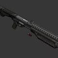 Black Tactical Shotgun With Extended Magazine Barrel Grip And Red Ammunition