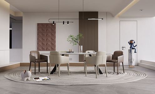 Modern dining table and chair combination 3d model