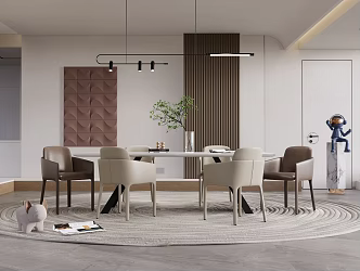 Modern dining table and chair combination 3d model