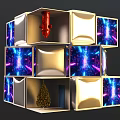 Modern Cube Art Photo Spot With Starry Space Patterns And Geometric Structure 3d model