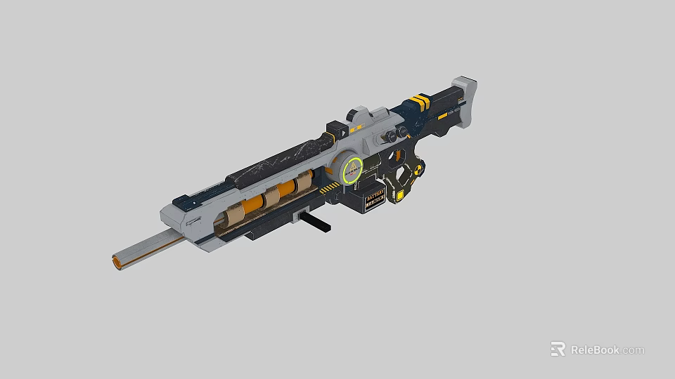 Advanced Sci Fi Weapon With Scope And Yellow Black Mechanical Structure 3d model 
