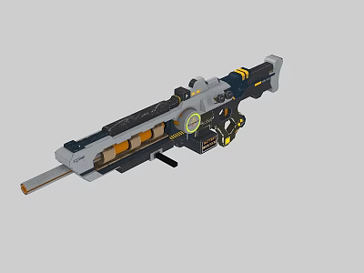 Advanced Sci Fi Weapon With Scope And Yellow Black Mechanical Structure 3d model