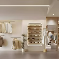 Modern Fashion Clothing Store With Hanging Clothes Mannequin And Shoe Shelves Minimalist Interior Design