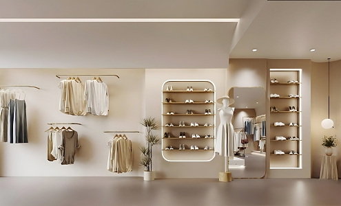 Clothing Shoe Store Clothing Display Wall Mirror Clothing Model 3d model