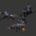 Game Movie Characters In Futuristic Armor With Dynamic Poses And Weapons