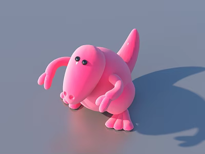 Cartoon Style Cute Pink Dinosaur Doll With Big Eyes And Outstretched Arms 3d model