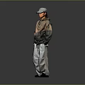 Stylish Character Wearing Hat Gradient Coat And Baggy Pants Standing On Gray Background