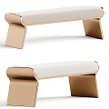 Elegant Modern Bench With Beige Fabric Seat And Gold Metal Frame Design