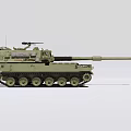 Military Green Battle Tank With Long Barrel Tracks And Turret Design