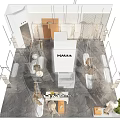 Modern Clothing Store Interior With Mannequin Display Clothes On Racks Marble Counter And Green Plant