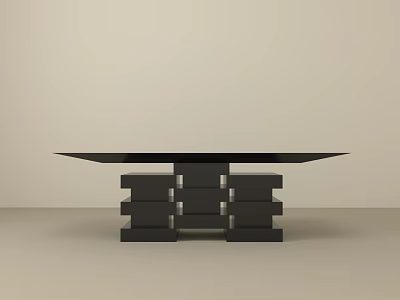 Modern Black Console Table With Stacked Base And Sleek Surface Design 3d model