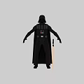 Rigged Darth Vader 3D Model With Front And Back Views And Red Lightsaber