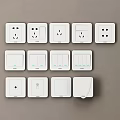 White Electrical Switch Panels With Various Socket And Switch Designs For Home Use 3d model