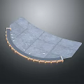 Curved Gray Panel Structure With Orange Edge Trim And Segmented Design 3d model