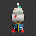 Vibrant Inflatable Toy Ship With Colorful Sails Slide And Green Flag