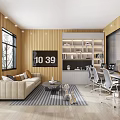 Artistic Book Art Studio Interior With Blue Orange Square Walls And Art Book