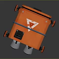 Red Mechanical Device with Blue Handle Circular Light and Dual Engine Bases