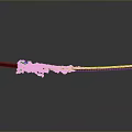 Ornate Samurai Sword With Purple Blade And Detailed Pink Floral Decorations