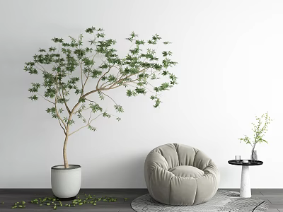 Modern Lazy Sofa Green Plant Leisure Chair Combination 3d model