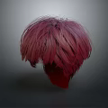 Game Movie Character 3D Head Model With Red Gradient Hair And Gray Background