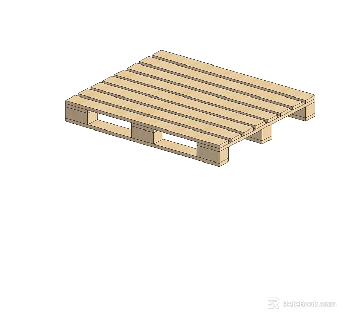 Industrial Wooden Pallet with Sturdy Slats and Support Structure for Logistics Use 3d model 