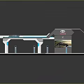 Modern Industrial Mechanical Structure With Blue Components And Gray Metallic Frame Design