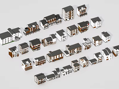 Various Miniature House Models With Different Architectural Designs And Styles 3d model