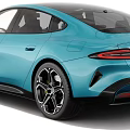 Blue Electric Coupe Style Car With Sleek Design Red Seats Black Wheels And Modern Exterior 3d model
