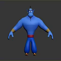 Blue Muscular 3D Game And Movie Character With Red Belt Yellow Cuffs And Orange Shoes