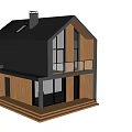 Modern Detached Villa With Black Metal Exterior Wooden Elements And Glass Railing Balcony
