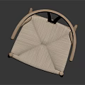Light Colored Wooden Leisure Chair With Curved Armrests And Upholstered Seat Design
