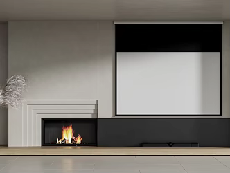 Fireplace TV modeling background wall projection curtain fireplace stove 3d model